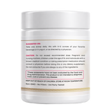 Ancient Bliss inositol powder suggested use, storage instructions and caution label.